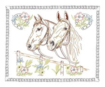Hästar broderi bordstablett kit