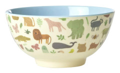 Rice - Melamine Bowl Medium 700 ml Dusty Blue Sweet Jungle Print