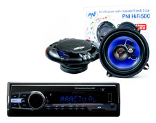 Radio Pack MP3-spelare för bil PNI Clementine 8524BT 4x45w + koaxialhögtalare för bil PNI HiFi500, 100W, 12,7 cm