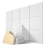 -självhäftande akustikpaneler 12-pack, 12 x 0,4 tum ljudisolering, ljudabsorberande panel, vit