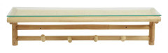 Nordal - BALI rattan shelf w/4 hooks, top glass