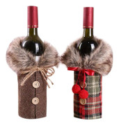 Vinsäck i jute med knappdesign, Premiummaterial Julvinsflaskfodral för festlig touch på unikt julfirande
