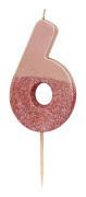 Tårtljus Siffra Roséguld/Glitter