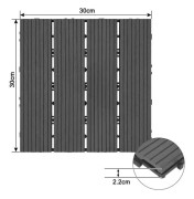 XMTECH 11 stycken Trädgårdsplattor, 30x30cm WPC terrassplattor, Utomhusgolv terrass trädgård, antracit (1 m²)
