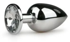 Metall Butt Plug nr 6 - Silver/Klar