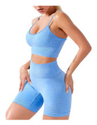 Träningsset för kvinnor, sömlöst, 2 delar, Yoga-kläder, Aktiva shorts, Sexig sport-bh
