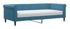 Dagbädd med madrass blå 90x200 cm sammet