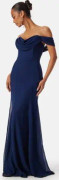 Goddiva Chiffon Off Shoulder Maxi Dress Navy XXL (UK18)