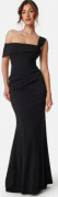 Goddiva One Shoulder Bardot Pleat Maxi Black XXL (UK18)