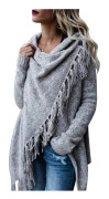 Dam Poncho Tröja med fransar Lång Cardigan Kavaj