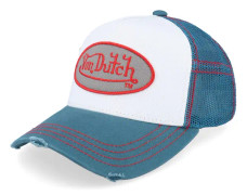 Von Dutch - Blå trucker Keps - Kids Oval Patch White/Blue A-Frame Trucker @ Hatstore