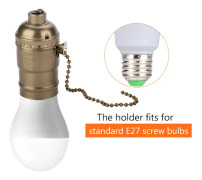 E27 Aluminium Vintage Ljussockel med Dragkedja Skrivbordslampa Belysningshållare Skruvbas (Brons)