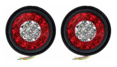 2 st 16LED dubbla färger bakljus gummiring lastbil rund baklampa röd vit
