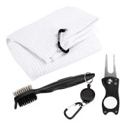 3-pack Handduk och Klubbrengöringsborste Set Divot Reparationsverktyg med Bollmarkör Set Tillbehör