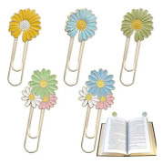 5-pack Söta Blommor Pappersklipp Bokmärken Kreativa Solros Daisy Blommor Filklipp Färgade Bokmärken Kontorstillbehör