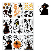 9 Ark Halloween Fönsterklistermärken för Halloweenfest Dekoration Glasfönster Heminredning Inomhus och Utomhus