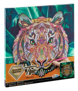 Diamantkonst på duk - Tiger 30 x 30 cm