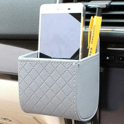 Bil Auto Sätets Rygg Inre Luftventil Ordning Förvaring Myntväska Fall Organizer Mobiltelefonhållare Pounch Box Med Haken (grå)