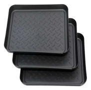 Set med 3 skoställ, plastskoställ, liten skomatta, droppmatta, hylla, skofack, skor, droppbricka, 35x27x3 C