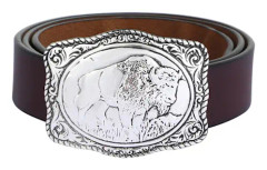 Västerländsk cowboy-stil Silver Bison Scalloped Spänne för män