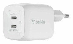 Belkin BoostCharge Pro GaN - Strömadapter - PPS- och GaN-teknik - 45 Watt - Fast Charge, PD 3.0 - 2 utdatakontakter (2 x USB-C) - vit