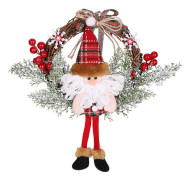 Julkrans 20CM Konstgjord Julgirlang Dörrkrans med Julkula Tomte Juldekoration