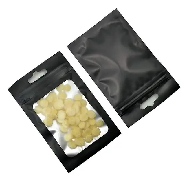 100-pack Återförslutningsbara Mylar Matt Klara Fönster Zip-Lås Påsar Med Euro Hänghål För Zip Matförvaring Låsfickor Plast Aluminiumfolie Paket (8x13