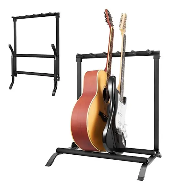 5 spår gitarrstativ-VEVOR-hopfällbar 5 basgitarrhållare-halkfri bas-akustisk gitarr elbas