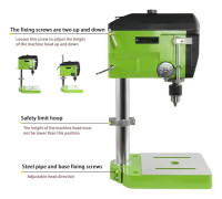 Bench Drill, 220V, 400W, 2500rpm, With Vise drill bit, Green