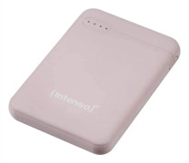 Intenso Powerbank XS5000 - Strömförsörjningsbank - 5000 mAh - 2.1 A - 2 utdatakontakter (USB, 24 pin USB-C) - på kabel: USB-C - rosa