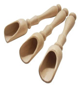 efo Set med 3 träskedar med långa handtag - rustika träsalt- och kryddskopor - storlek 14 cm