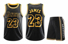 #23 Lebron James Baskettröja Set Lakers Uniform för barn Svart