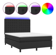 Ribbbotten med madrass och LED Svart 140x200 cm
