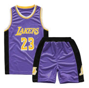 Lakers #23 Lebron James Tröja Nr 23 Basketuniform Set Barn / Lila