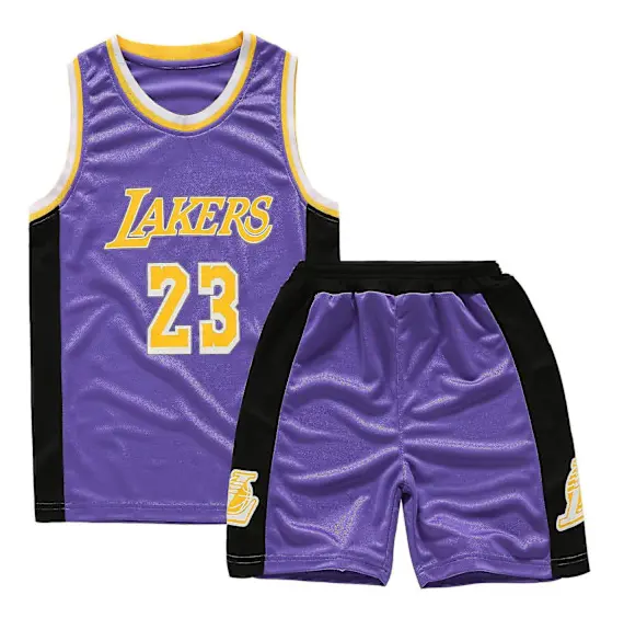 Lakers #23 Lebron James Tröja Nr 23 Basketuniform Set Barn / Lila
