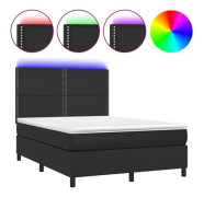 Ribbbotten med madrass och LED Svart 140x200 cm