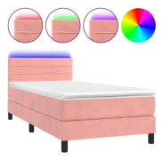 Ribbbotten med madrass och LED Rosa 100x200 cm
