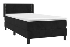 Svart Ribbbotten och madrass Svart 80x200 cm Sammet