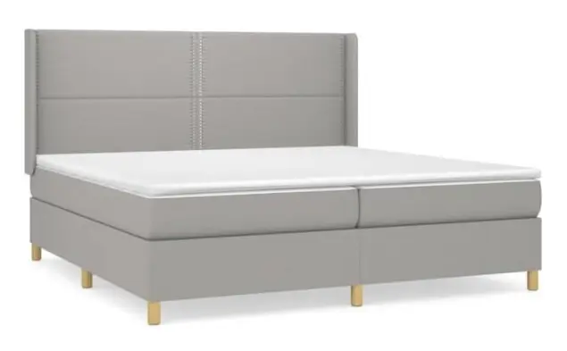 Ribbbotten med madrass Ljusgrå 200x200cm Tyg118 [cm]