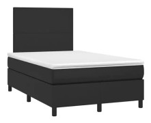 Svart Ribbbotten med svart madrass 120x190 cm konstläder