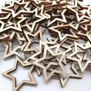 100 st Trästjärnor, Finish i kompatibelt ihålig stjärna träutsmyckning för hantverk bröllopsdekoration, bord och DIY scrapbooking