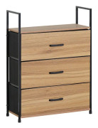 Hylla med 3 lådor, trädekorfronter - L60 cm