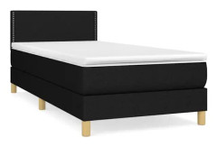 Maison Ribbbotten med madrass Svart 90x200 cm Tyg