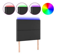 LED sänggavel Svart 80x5x118/128 cm Läder118 [cm]