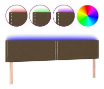 Mörkbrun LED-sänggavel 160x5x78/88 cm Tyg78 - Brun - Klassisk - Tidlös