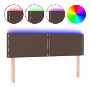 LED sänggavel Brun 144x5x78/88 cm Läder78 [cm]