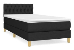 Ribbbotten med madrass Svart 90x200 cm Tyg