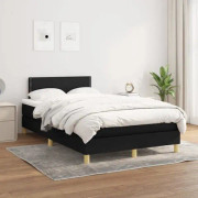 Svart Ribbbotten med Svart madrass 120x200 cm Tyg