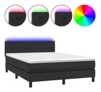 Ribbbotten med madrass och LED Svart 140x200cm