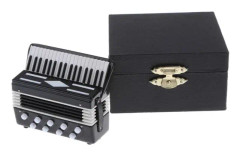 Miniatyr Metall Dragspel Instrument för 1/12 Dekoration ACCS Svart